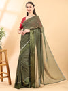 Green Checkered Pattern Georgette Saree