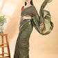 Green Checkered Pattern Georgette Saree