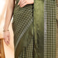 Green Checkered Pattern Georgette Saree