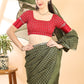 Green Checkered Pattern Georgette Saree