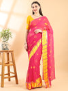 Deep Pink Georgette Contrast Border Saree