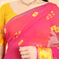 Deep pink Georgette Saree with Contrast Border and Chit Pallu