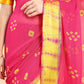 Deep pink Georgette Saree with Contrast Border and Chit Pallu
