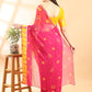 Deep pink Georgette Saree with Contrast Border and Chit Pallu