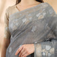 Grey Banarasi Cotton Saree with Zari Boota, Border and Pallu