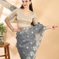 Grey Banarasi Cotton Saree with Zari Boota, Border and Pallu