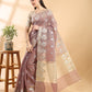 Mauve Banarasi Cotton Dual Zari Saree