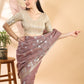 Mauve Banarasi Cotton Dual Zari Saree