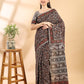 Deep Brown Pure Cotton Saree with Bagru Hand Block Print