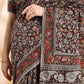 Deep Brown Pure Cotton Saree with Bagru Hand Block Print