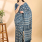 Indigo Blue Cotton Bagru Printed Saree