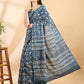 Indigo Blue Cotton Bagru Printed Saree