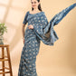 Indigo Blue Cotton Bagru Printed Saree