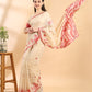 Beige & Red Handloom Jamdani Warli Saree