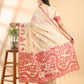 Beige & Red Handloom Jamdani Warli Saree