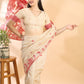 Beige & Red Handloom Jamdani Warli Saree