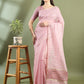 Pink Chanderi Silk Zari Checked Saree