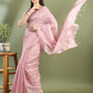 Pink Chanderi Silk Zari Checked Saree