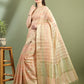 Peach Chanderi Silk Zari Striped Saree