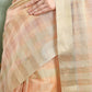 Peach Chanderi Silk Zari Striped Saree