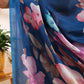 Blue Satin Georgette Floral Saree