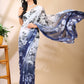 Blue & White Georgette Print Saree