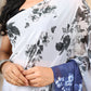 Blue & White Georgette Print Saree