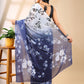 Blue & White Georgette Print Saree