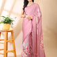 Rosy Pink Satin Georgette Saree