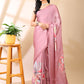 Rosy Pink Satin Georgette Saree