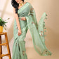 Green Chanderi Cotton Applique Saree