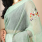 Green Chanderi Cotton Applique Saree