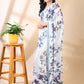 White Georgette Floral Print Saree