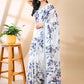 White Georgette Floral Print Saree