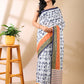 Penguin Block Print Linen Cotton Saree