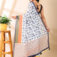 Penguin Block Print Linen Cotton Saree