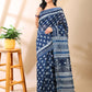 Indigo Linen Hand Block Print Saree