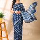 Indigo Linen Hand Block Print Saree