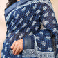 Indigo Linen Hand Block Print Saree