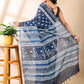 Indigo Linen Hand Block Print Saree