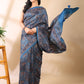 Indigo Tussar Art Silk Ajrakh Saree