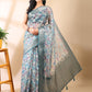 Sea Green Organza Floral Saree