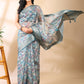 Sea Green Organza Floral Saree
