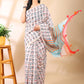 Cream Linen Cotton Print Saree