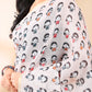 Cream Linen Cotton Print Saree