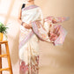 Cream Satin Georgette Print Saree