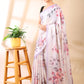 Lavender Floral Print Satin Georgette Saree
