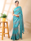 Ocean Blue Georgette Bandhani Print Saree