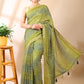 Olive Georgette Bandhani Print Saree