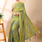 Olive Georgette Bandhani Print Saree